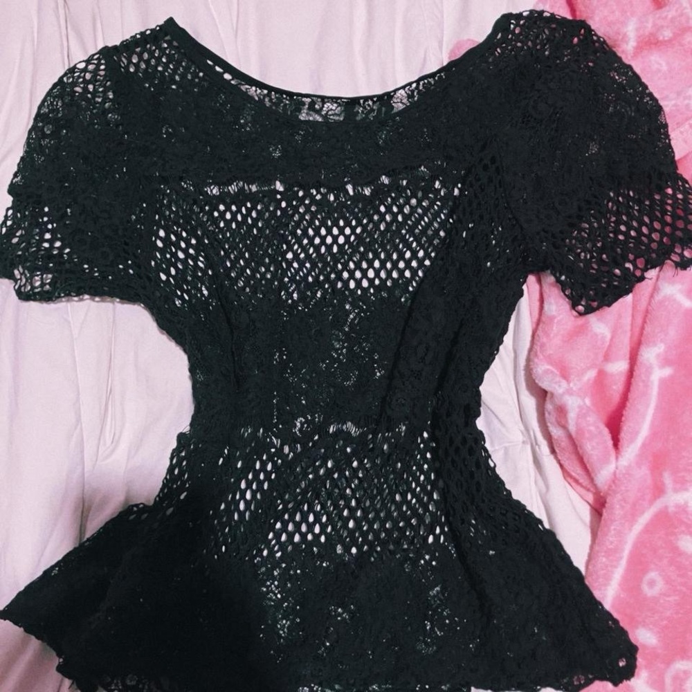 cropped black lace top